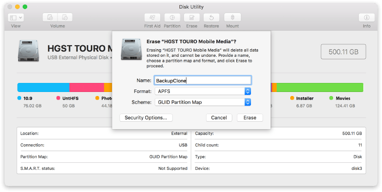 Creating an APFS volume