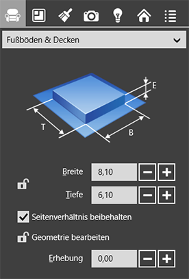 Eigenschaften für Fußböden und Decken