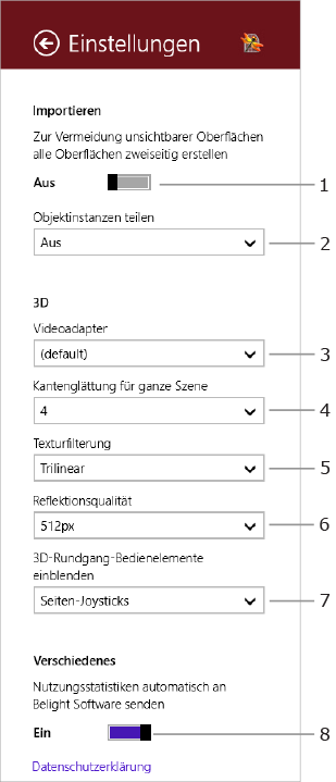 Programmeinstellungen