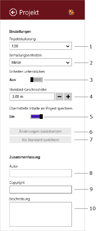 Projekteinstellungen