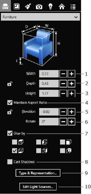 Furniture parameters