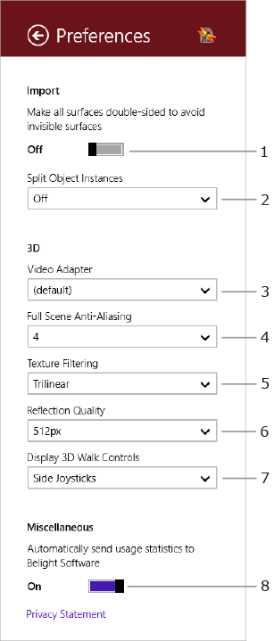 Program settings