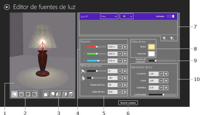 Editor de fuentes de luz