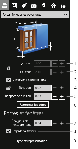 Propriétés d'ouverture dans l'inspecteur