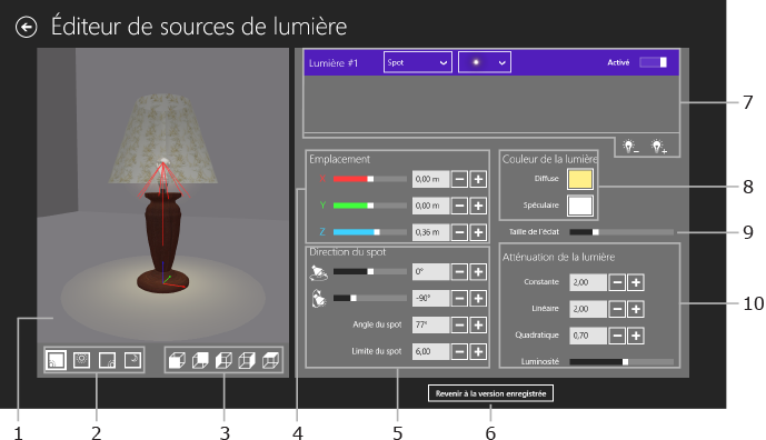 Éditeur de source de lumière