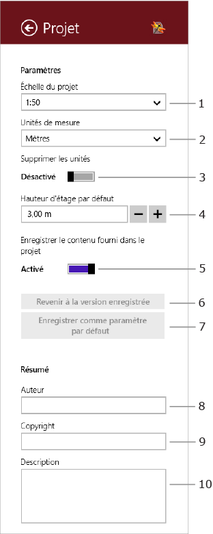 Paramètres du projet