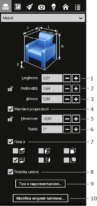 Parametri dei mobili