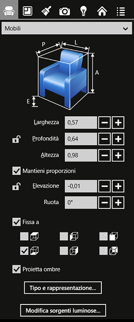 finestra impostazioni.