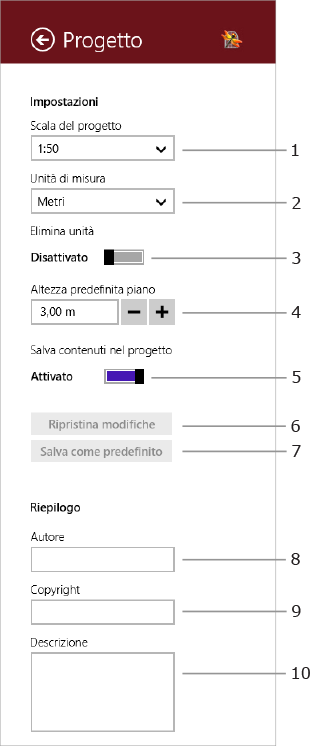 Impostazioni del progetto