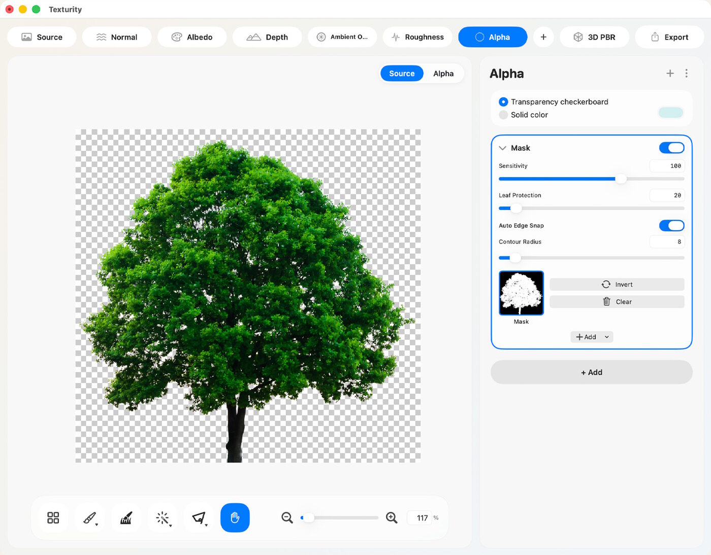 Texturity PBR app screenshot — alpha mask.