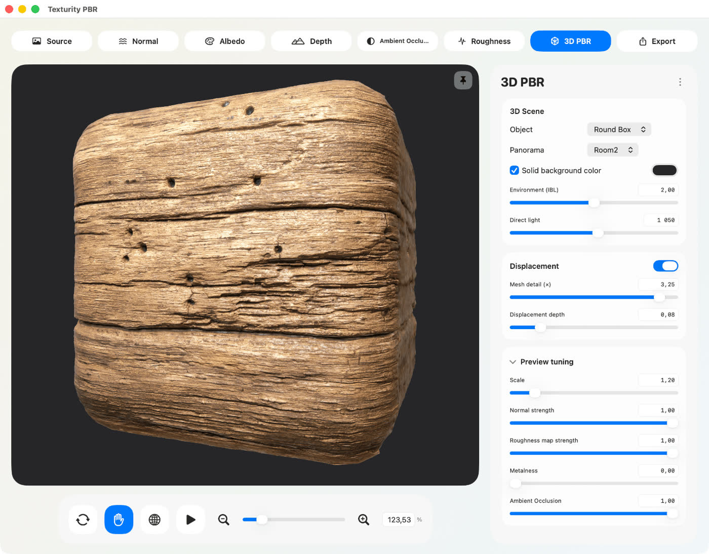 Texturity PBR app screenshot — PBR export.